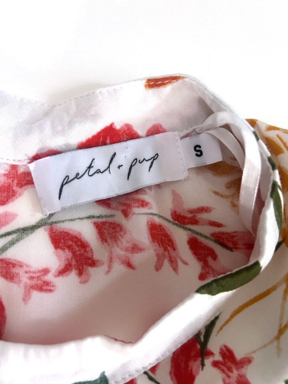 Petal & Pup Peta Floral Print Pink Peony Mini Dress Bell Ruffle Sleeve Size S - Picture 5 of 9